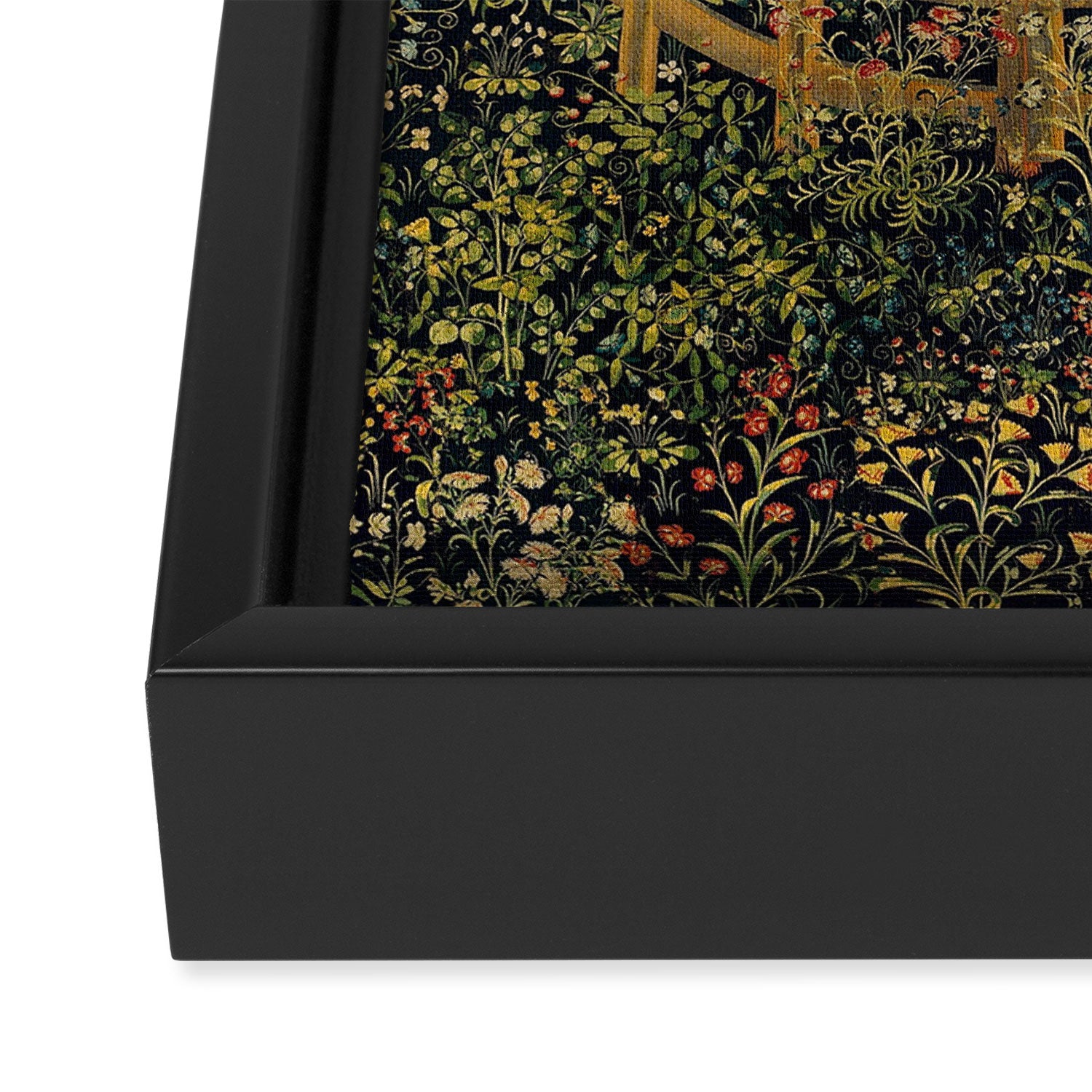 The Unicorn Rests in a Garden from the Unicorn Tapestries Framed Canvas Print Gallery Image 3