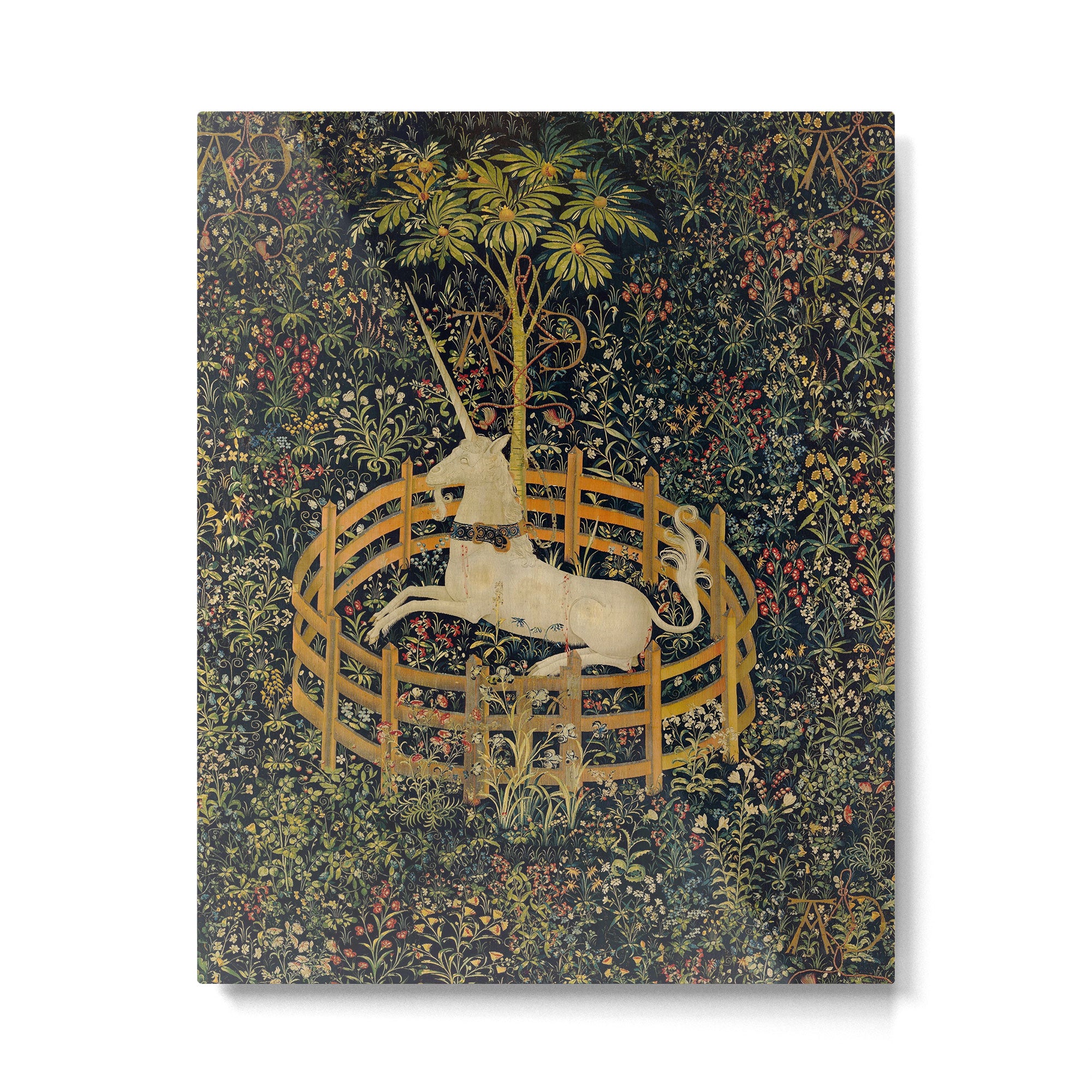 The Unicorn Rests in a Garden from the Unicorn Tapestries Metal Print Gallery Image 4