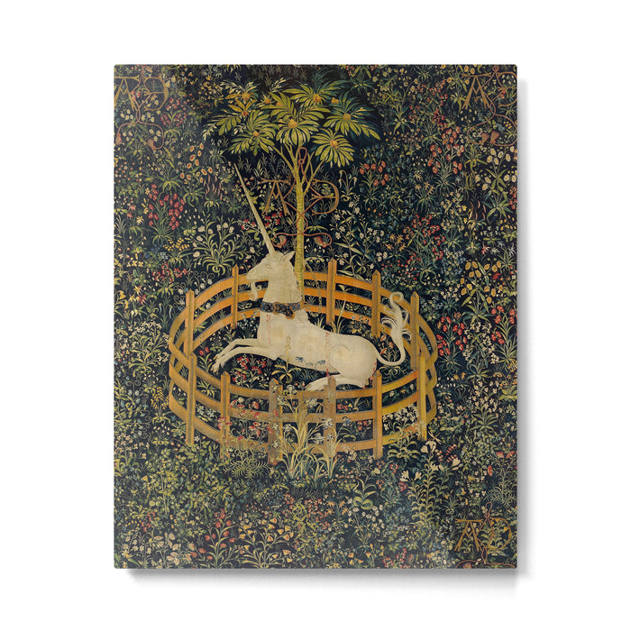 The Unicorn Rests in a Garden from the Unicorn Tapestries Metal Print Gallery Image 1