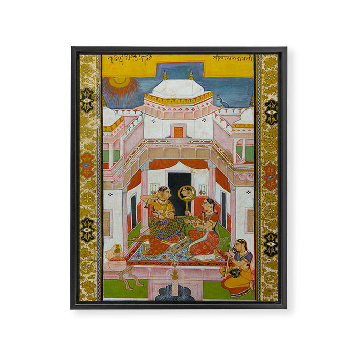 The Vilaval Ragini Antique Indian Miniature Painted Illustration Framed Canvas Print Gallery Image 1