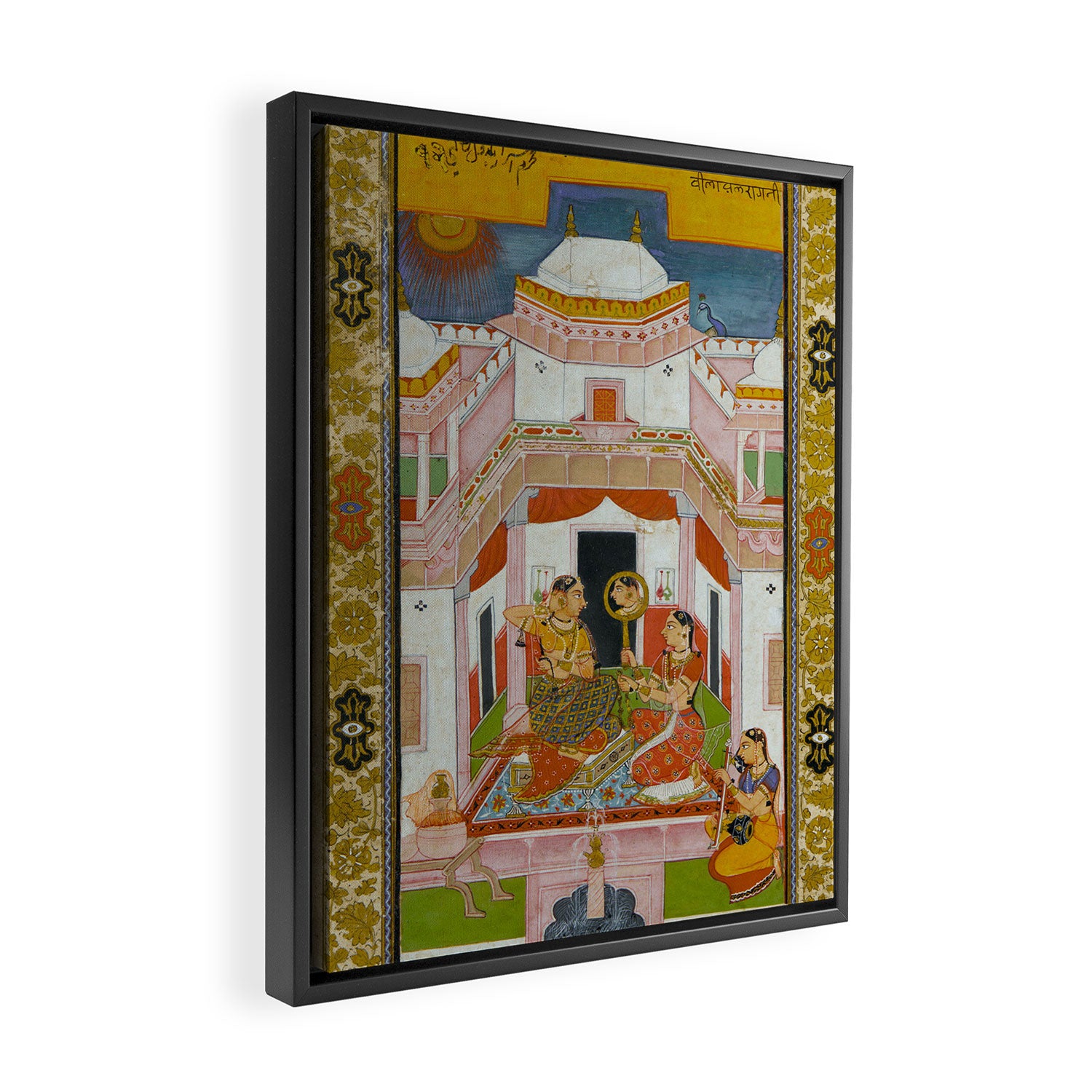 The Vilaval Ragini Antique Indian Miniature Painted Illustration Framed Canvas Print Gallery Image 2