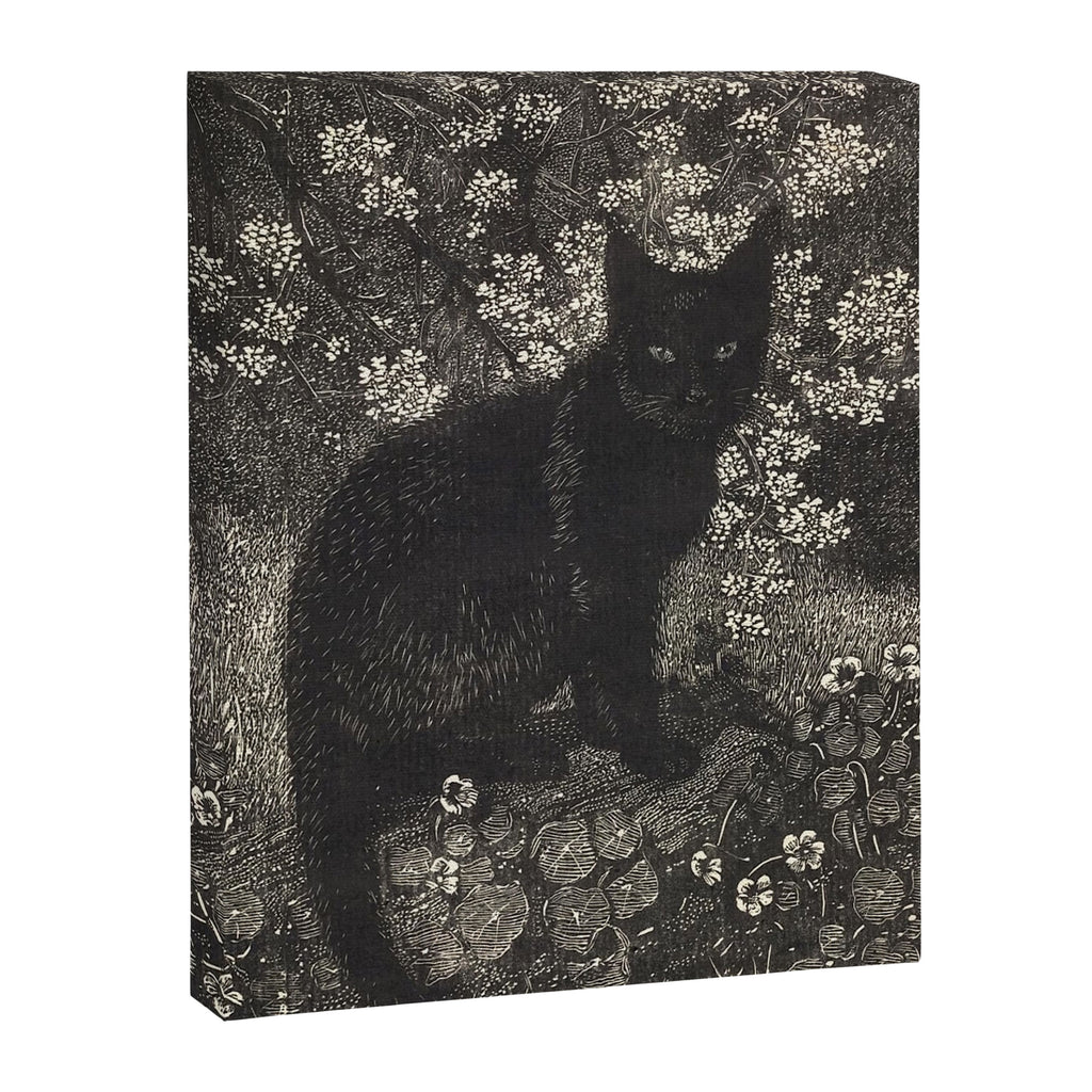 The witch - Lionel Lindsay - Wood Engraving Print Black Cat Gothic Canvas Print Gallery Image 6