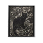 The witch - Lionel Lindsay - Wood Engraving Print Black Cat Gothic Framed Canvas Print Gallery Image 6