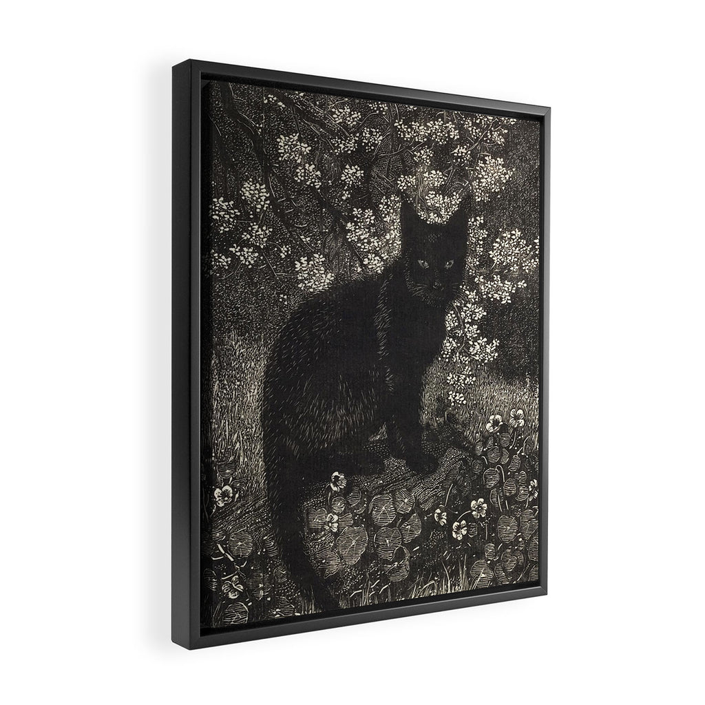The witch - Lionel Lindsay - Wood Engraving Print Black Cat Gothic Framed Canvas Print Gallery Image 2