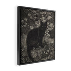 The witch - Lionel Lindsay - Wood Engraving Print Black Cat Gothic Framed Canvas Print Gallery Image 2