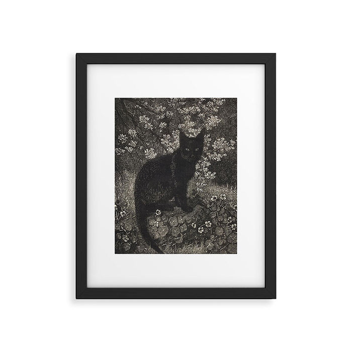 The witch - Lionel Lindsay - Wood Engraving Print Black Cat Gothic Framed Art Print Gallery Image 1