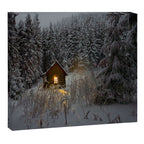 Tiny Cabin In The Winter Forest Snow Covered Pine Trees Canvas Print Gallery Image 12