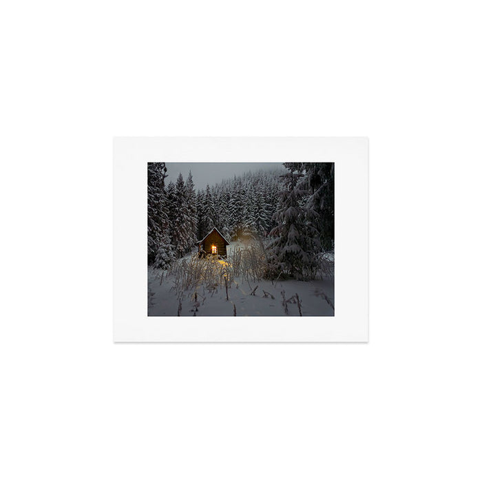 Tiny Cabin In The Winter Forest Snow Covered Pine Trees Art Print Gallery Image 1