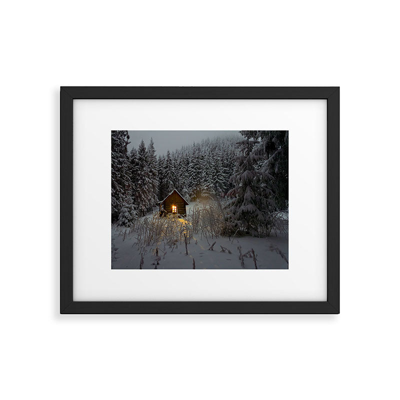 Tiny Cabin In The Winter Forest Snow Covered Pine Trees Framed Art Print Gallery Image 5