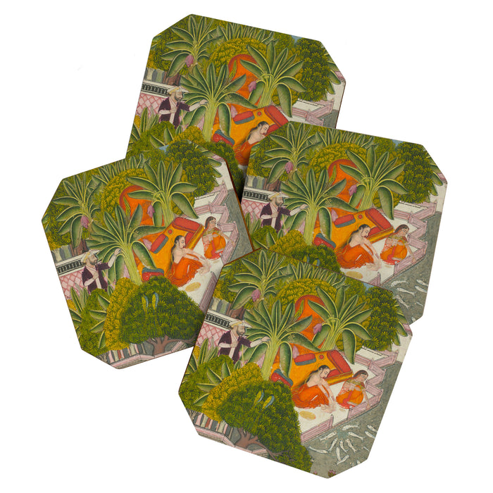 Title Royal Women Feeding Fish Place India Indian Miniature Painting  Coaster Gallery Image 1