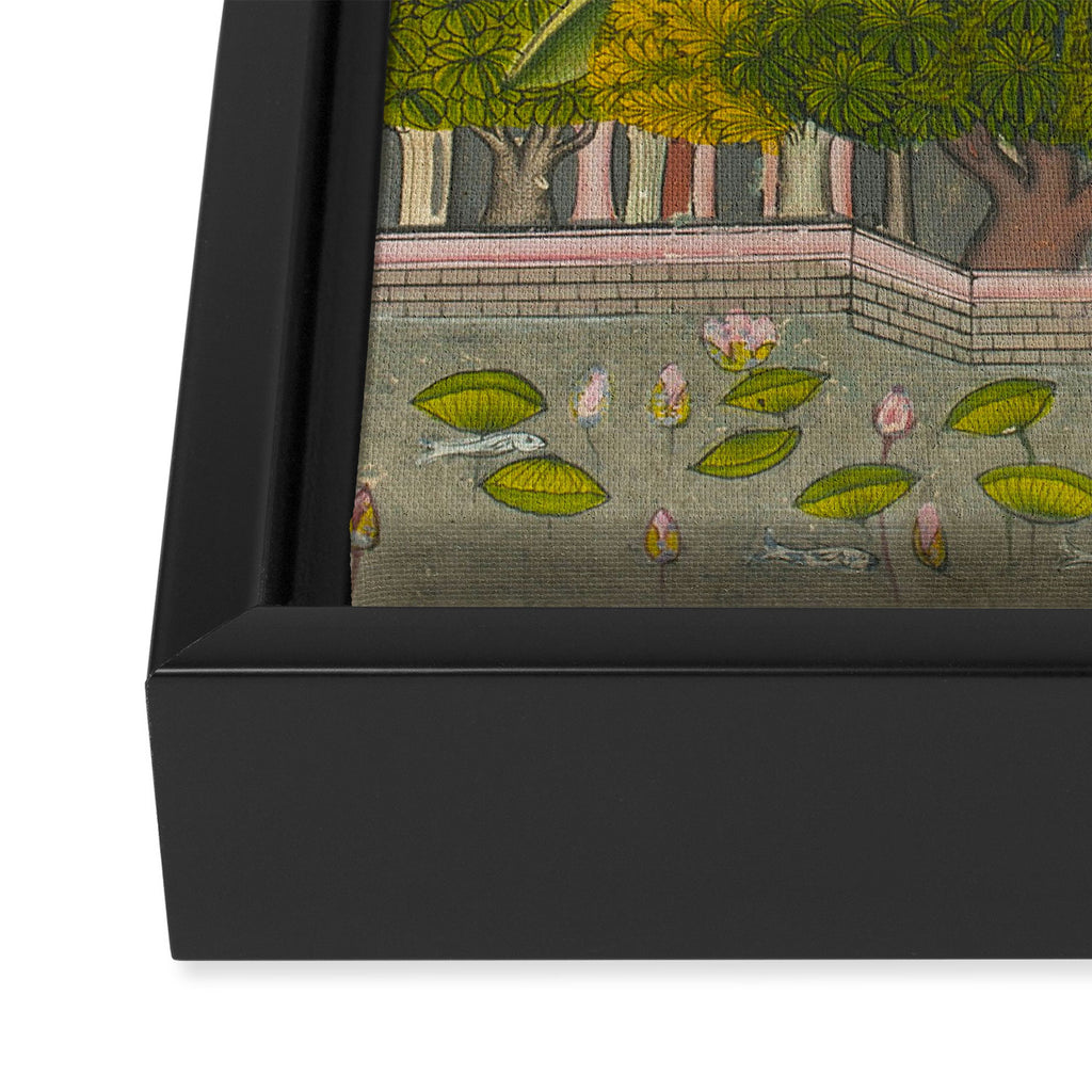 Title Royal Women Feeding Fish Place India Indian Miniature Painting  Framed Canvas Print Gallery Image 3