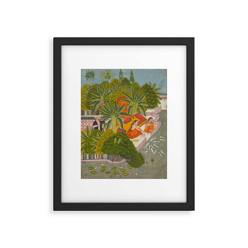 Title Royal Women Feeding Fish Place India Indian Miniature Painting  Framed Art Print Gallery Image 5