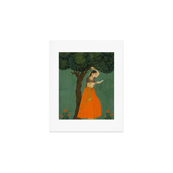 Title Woman Grasping Tree Branch Place India Indian Miniature Painting  Art Print Gallery Image 1