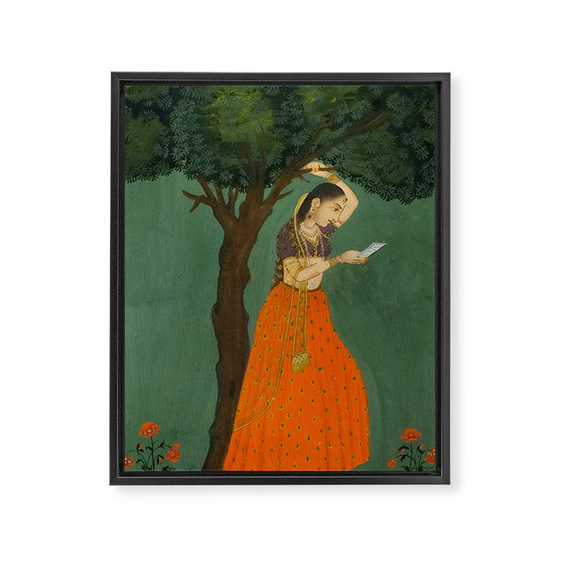 Title Woman Grasping Tree Branch Place India Indian Miniature Painting  Framed Canvas Print Gallery Image 6