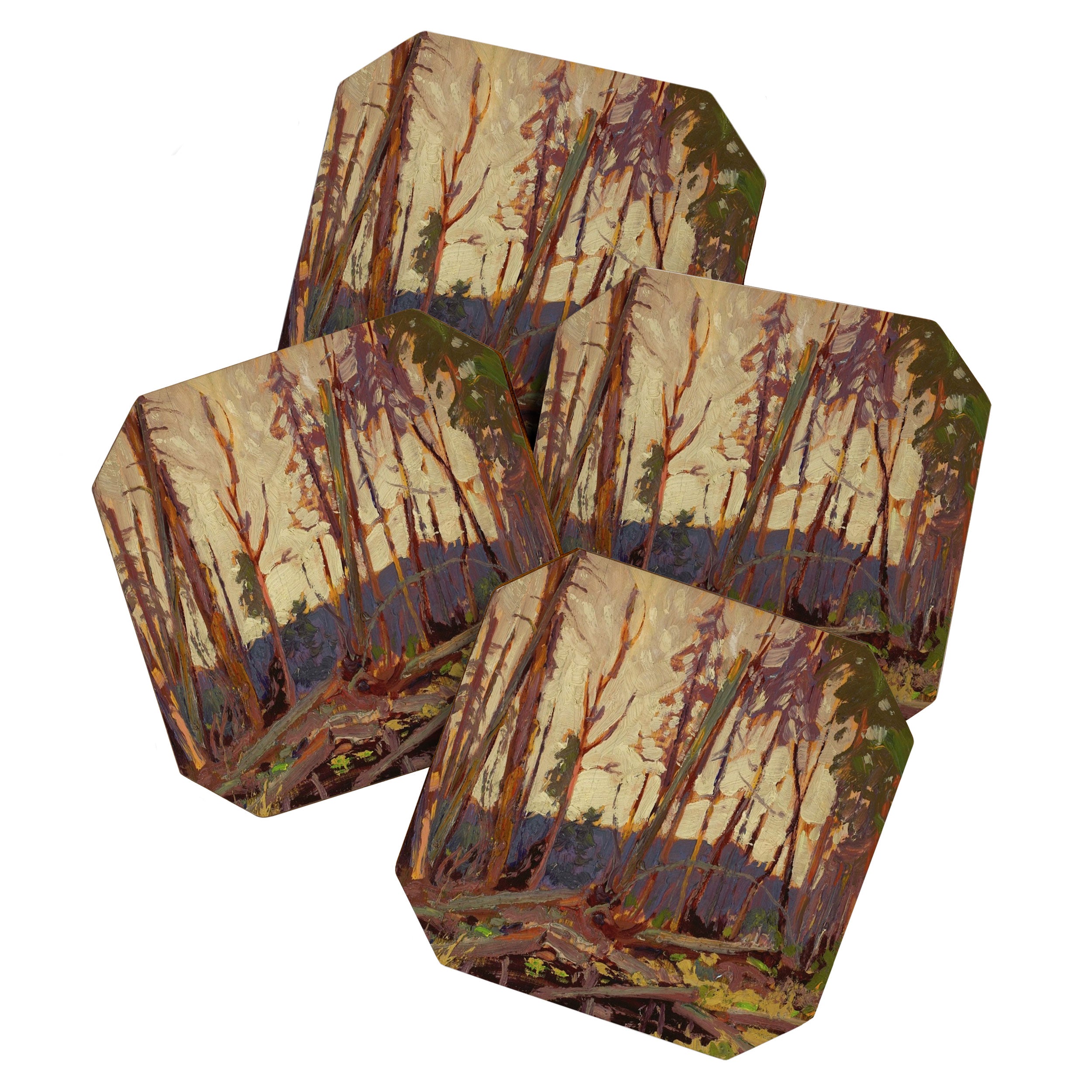 Tom Thomson Burnt Country, Evening 1914 Canadian Landscape Artist Coaster Gallery Image 1