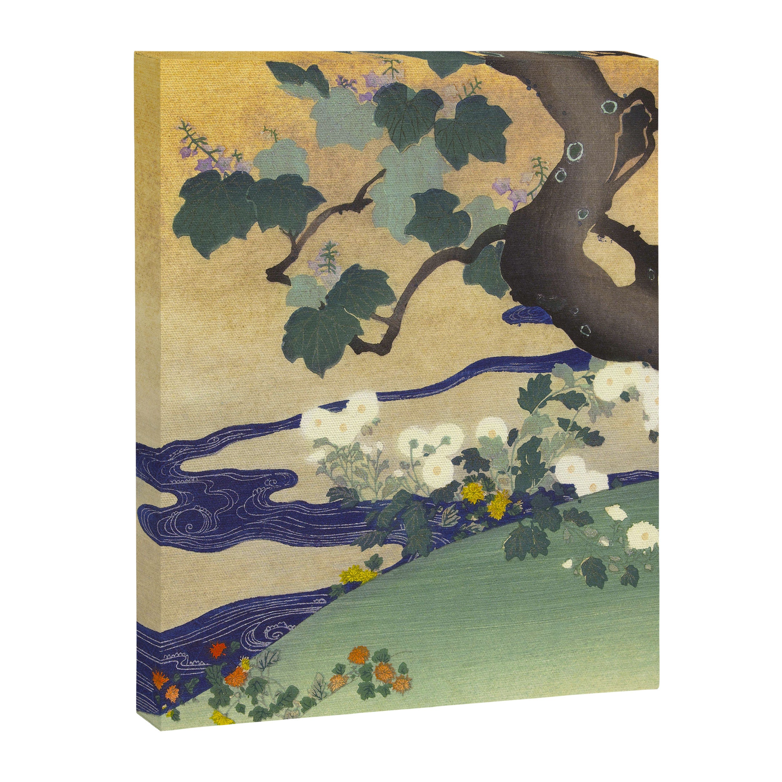 Tree and chrysanthemums by Kogyo Tsukioka Canvas Print Gallery Image 6