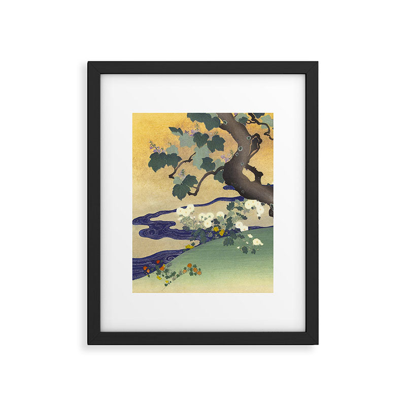 Tree and chrysanthemums by Kogyo Tsukioka Framed Art Print Gallery Image 5