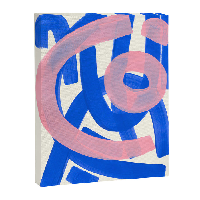 Tribal Pink Blue Fun Colorful Mid Century Modern Abstract Painting Shapes Pattern Canvas Print Gallery Image 1