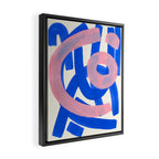 Tribal Pink Blue Fun Colorful Mid Century Modern Abstract Painting Shapes Pattern Framed Canvas Print Gallery Image 2