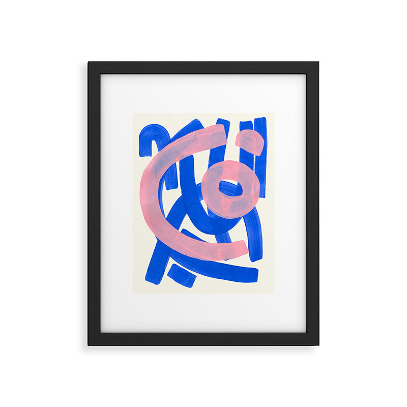 Tribal Pink Blue Fun Colorful Mid Century Modern Abstract Painting Shapes Pattern Framed Art Print Gallery Image 5