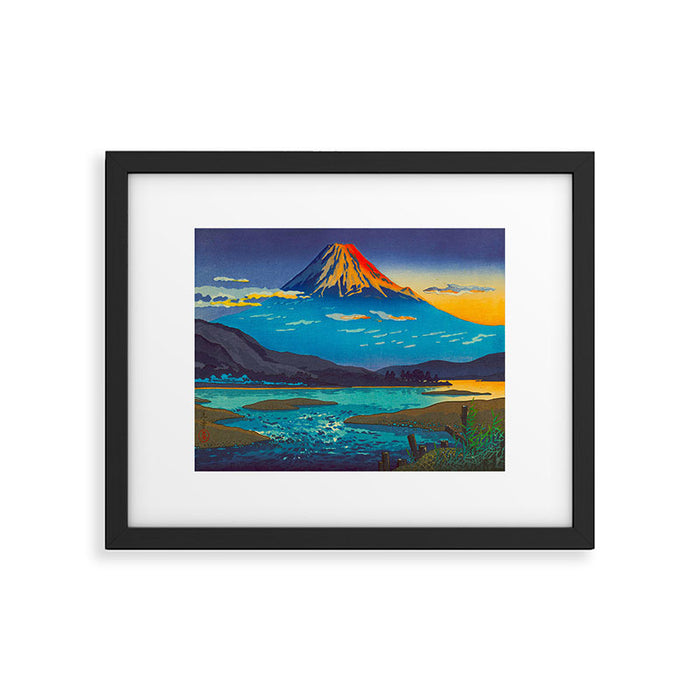 Tsuchiya Koitsu Tokaido Fujikawa Japanese Woodblock Print Sunset Colorful Hues Mountain Landscape Framed Art Print Gallery Image 1