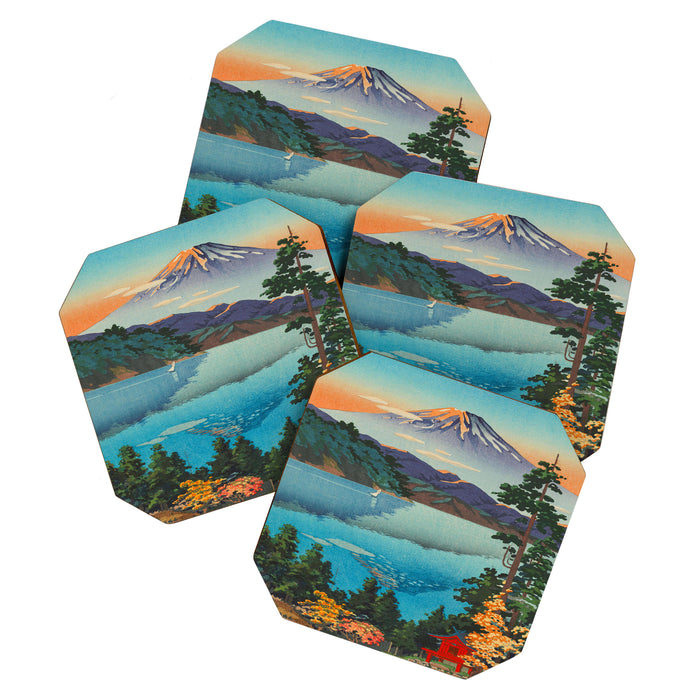 Tsuchiya Koitsu Vintage Japanese Woodblock Print Fall Autumn Mount Fuji Coaster Gallery Image 1