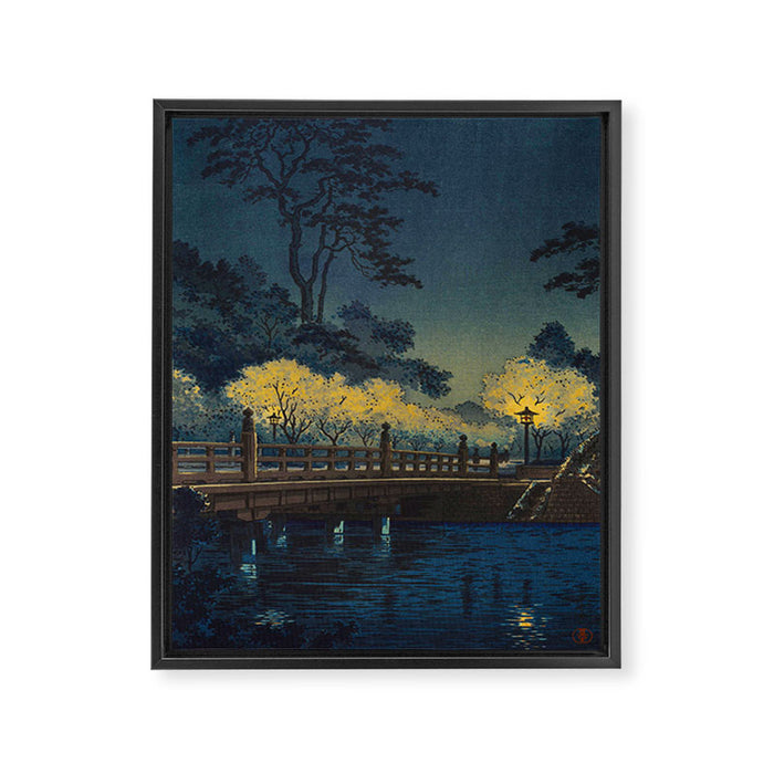 Tsuchiya Koitsu Vintage Japanese Woodblock Print Spring Blossom At Night t Framed Canvas Print Gallery Image 1