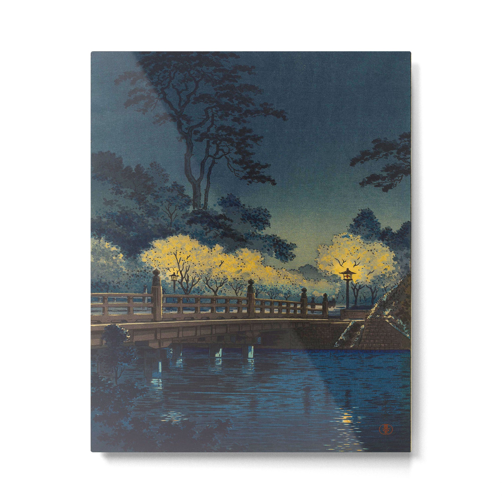 Tsuchiya Koitsu Vintage Japanese Woodblock Print Spring Blossom At Night t Metal Print Gallery Image 4