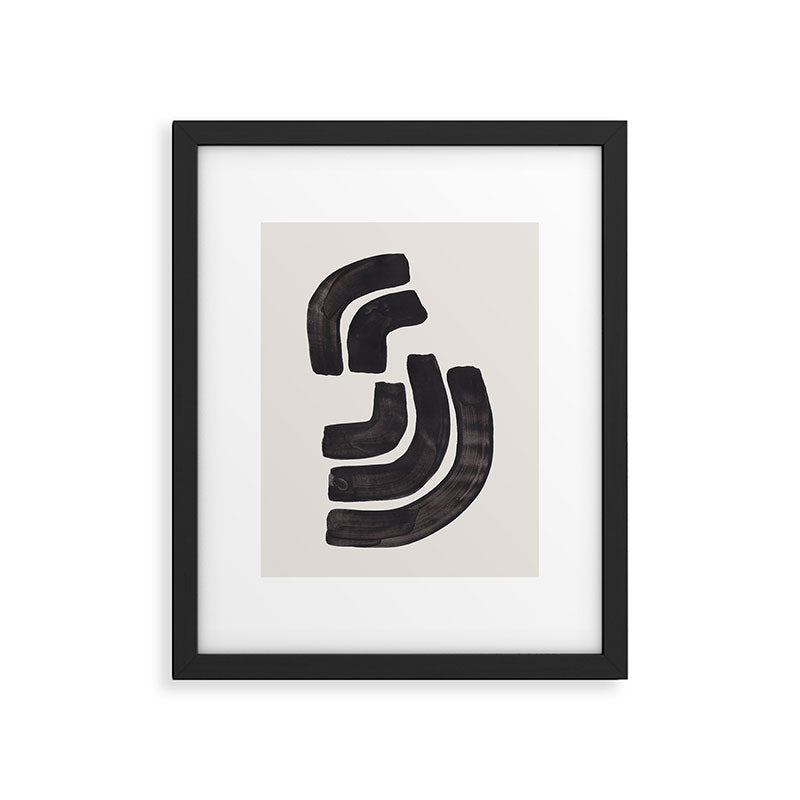 Turn Around Couple Mid Century Modern Minimalist Black Ink Painting Funky Tribal Framed Art Print Gallery Image 5