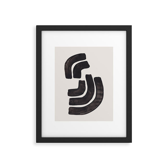 Turn Around Couple Mid Century Modern Minimalist Black Ink Painting Funky Tribal Framed Art Print Gallery Image 1