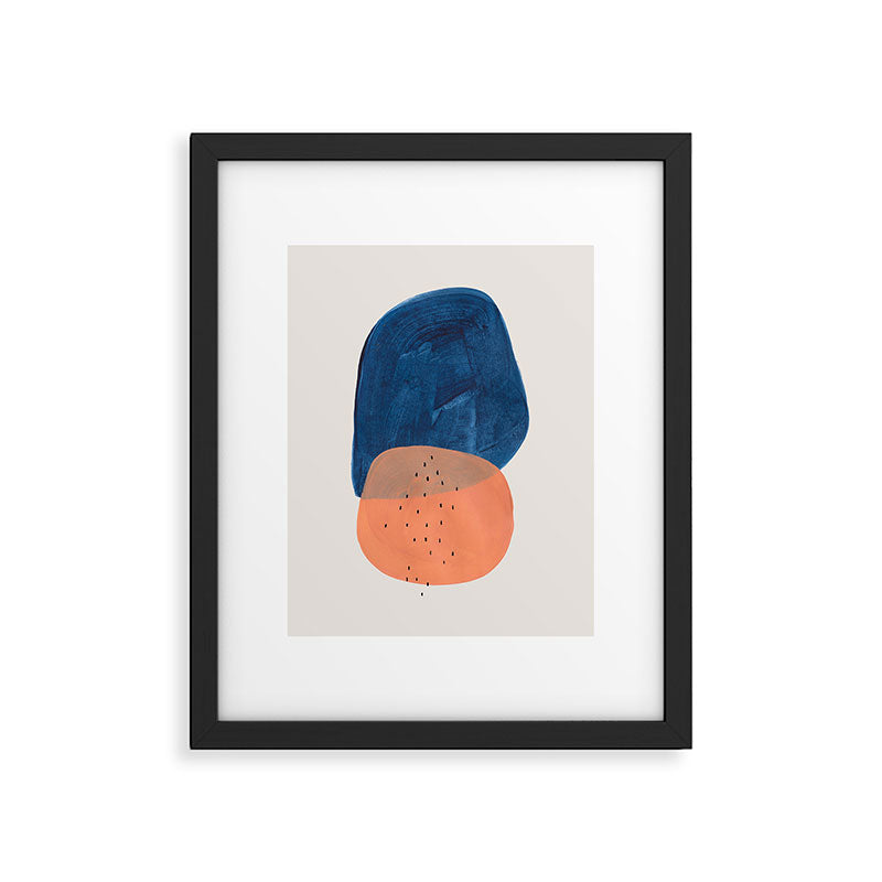 'Twins' Minimalist Modern Mid Century Colorful Navy Blue Tan Shapes by Ejaaz Haniff Framed Art Print Gallery Image 5