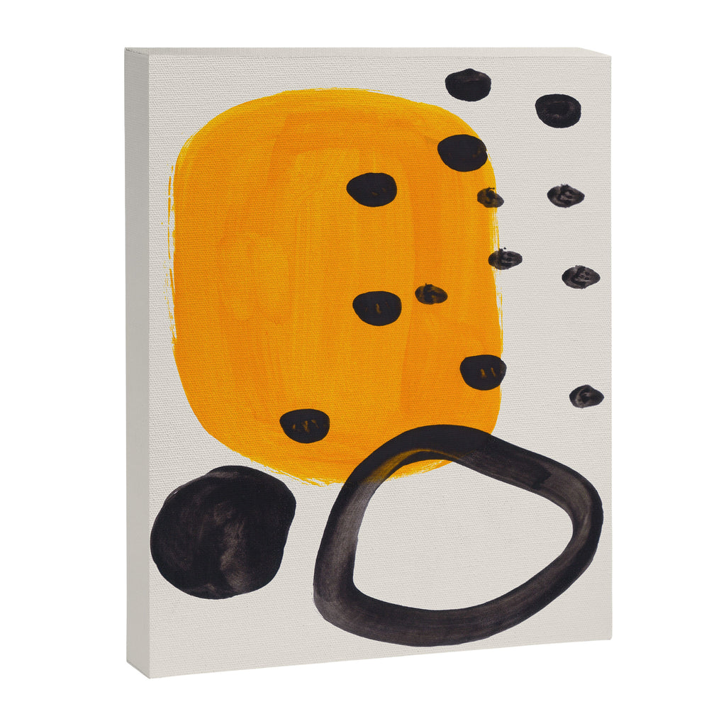 Unique Abstract Unique Mid century Modern Yellow Mustard Black Ring Dots Canvas Print Gallery Image 6