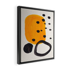 Unique Abstract Unique Mid century Modern Yellow Mustard Black Ring Dots Framed Canvas Print Gallery Image 2