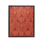Victorian Iris Damask Pattern Red Orange Framed Canvas Print Gallery Image 6
