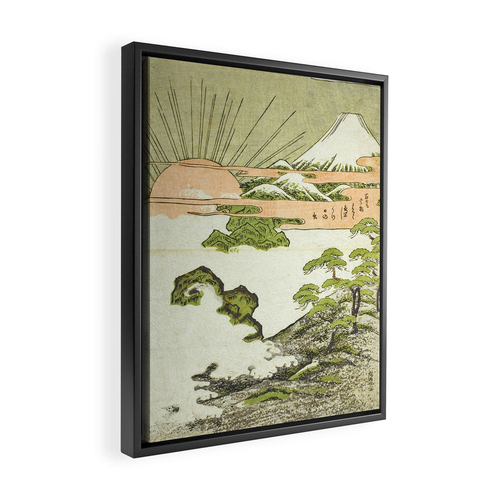 View of Mount Fuji at sunrise on New Year's Day by Isoda Koryusai Framed Canvas Print Gallery Image 2