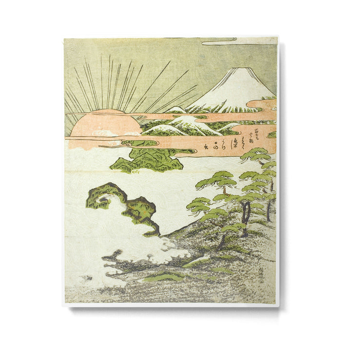 View of Mount Fuji at sunrise on New Year's Day by Isoda Koryusai Metal Print Gallery Image 1