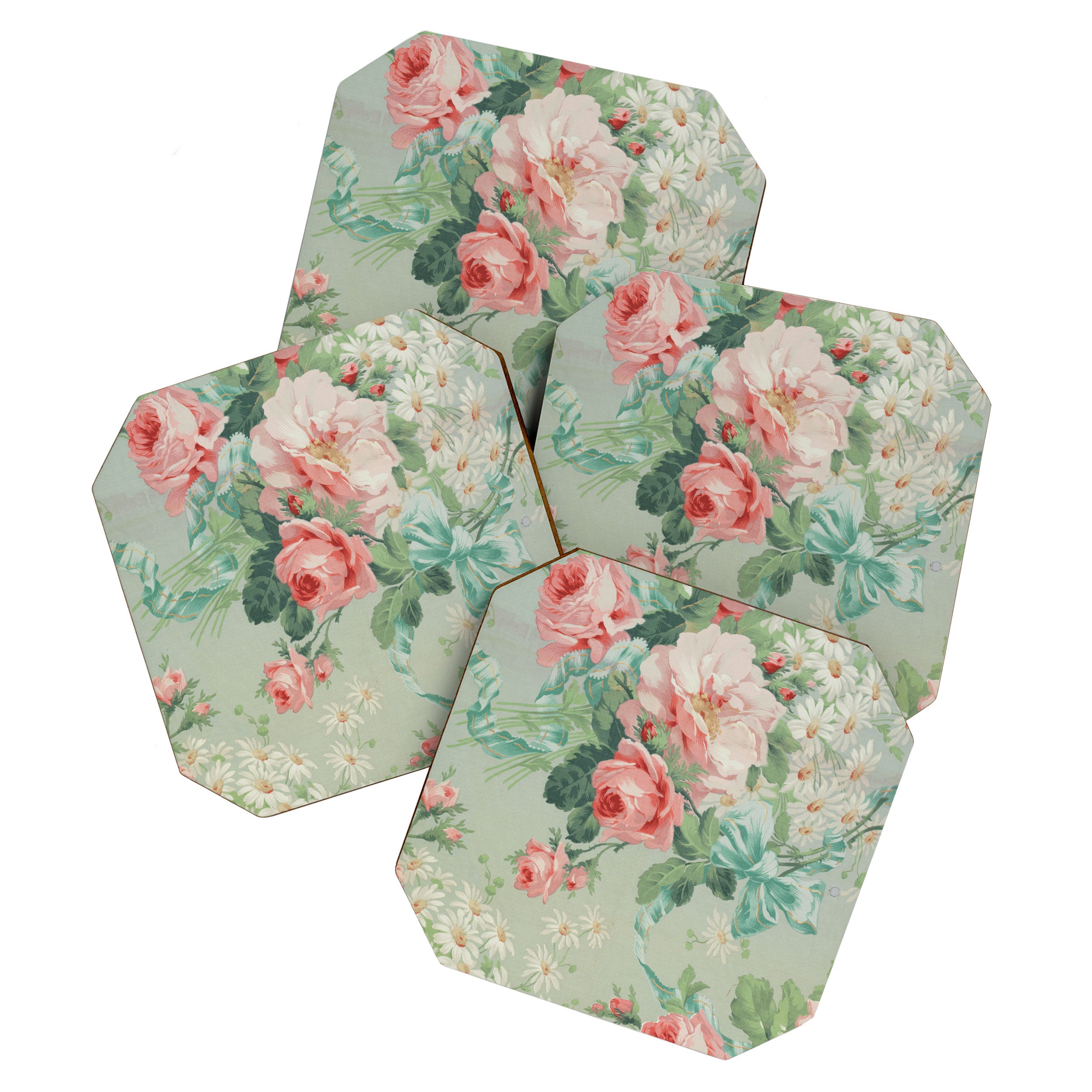 Vintage Botanical Fabric Pattern Coaster Gallery Image 1