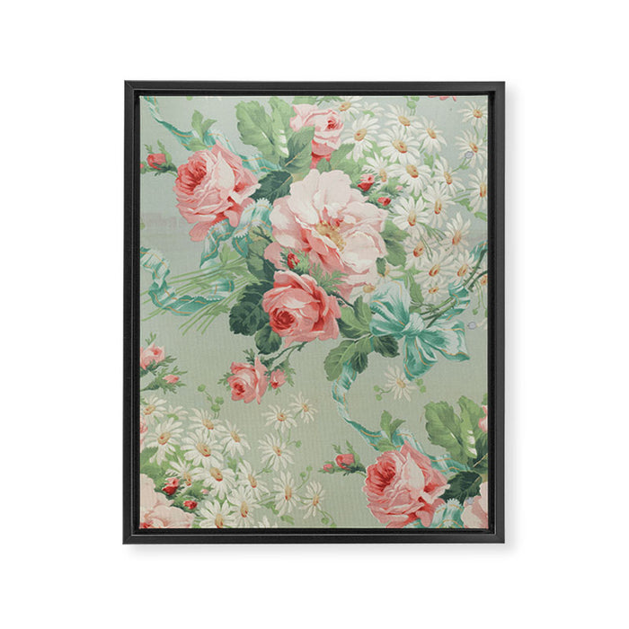 Vintage Botanical Fabric Pattern Framed Canvas Print Gallery Image 1