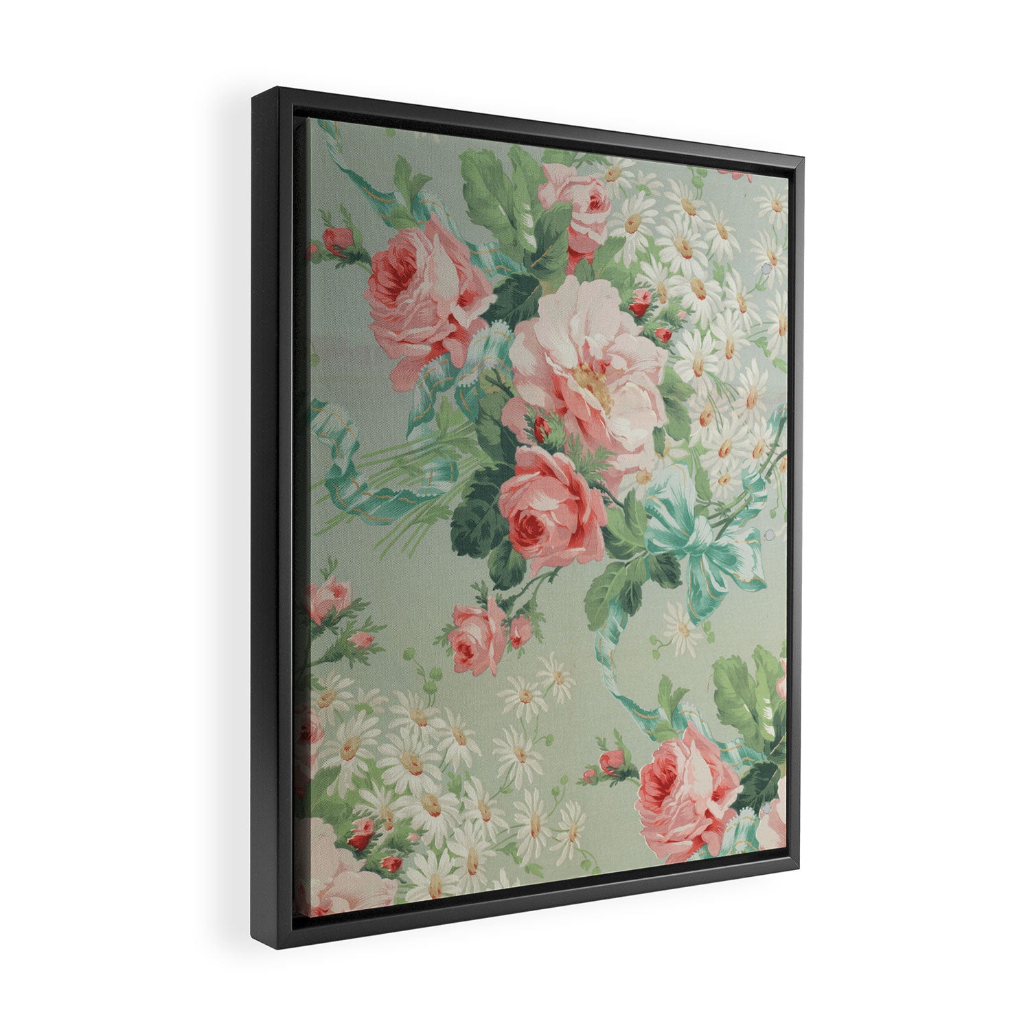 Vintage Botanical Fabric Pattern Framed Canvas Print Gallery Image 2