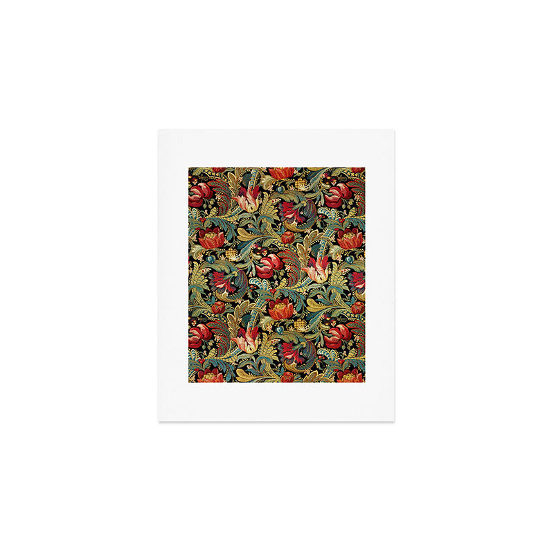 Vintage floral pattern (1918) Red Tulips Green Leaves Art Print Gallery Image 1