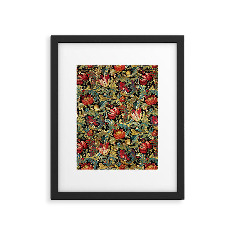 Vintage floral pattern (1918) Red Tulips Green Leaves Framed Art Print Gallery Image 5
