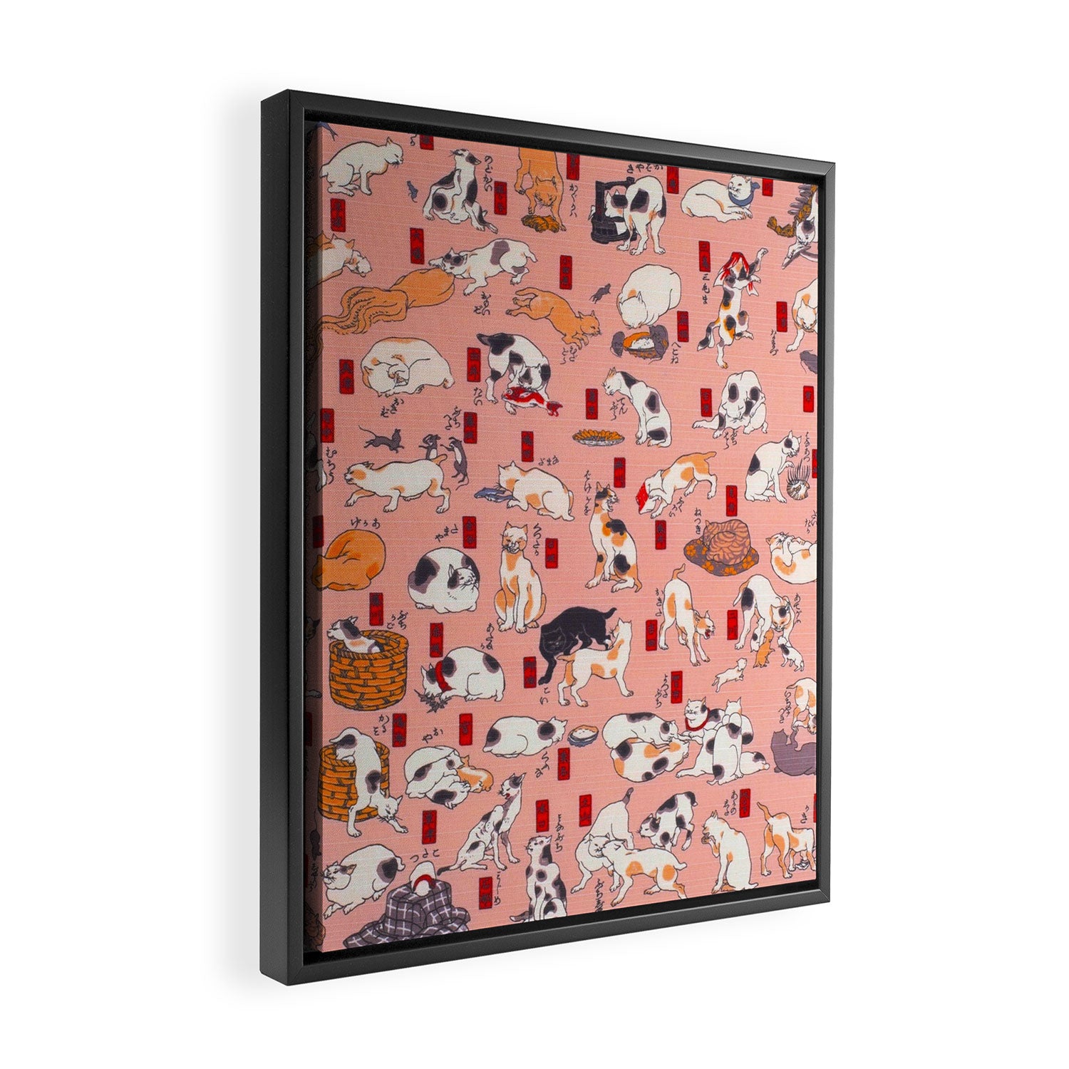 Vintage Japanese Woodblock Print Kuniyoshi Ukiyo-e Cats Showing The Fifty Three Stations Of The Tokaido Framed Canvas Print Gallery Image 2
