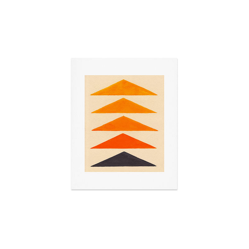 Vintage Scandinavian Orange Geometric Triangle Pattern Art Print Gallery Image 1