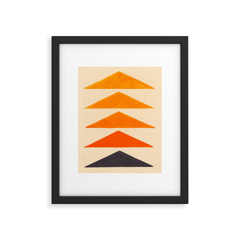 Vintage Scandinavian Orange Geometric Triangle Pattern Framed Art Print Gallery Image 5