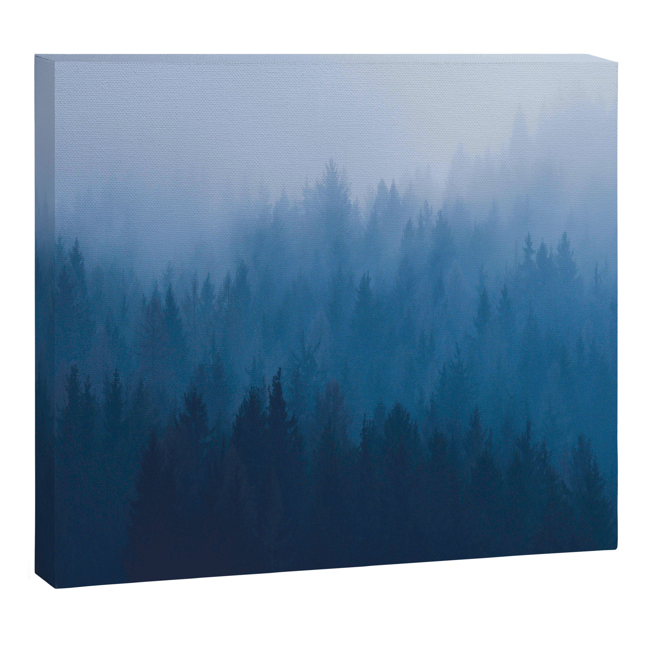 Watercolor Effect Colorful Blue Ombre Misty Pine Forest Canvas Print Gallery Image 12