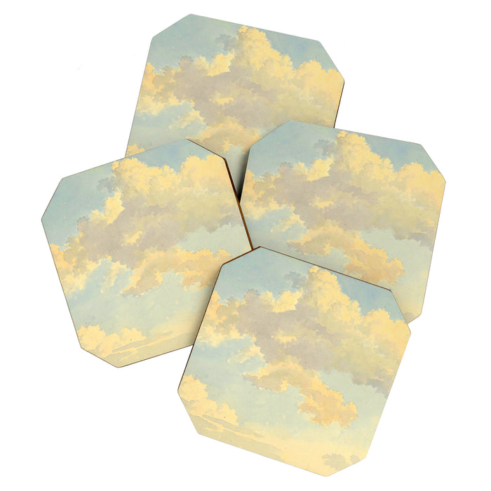 Watercolor Sunrise Clouds Heavenly Pastel Warm Colors Coaster Gallery Image 1