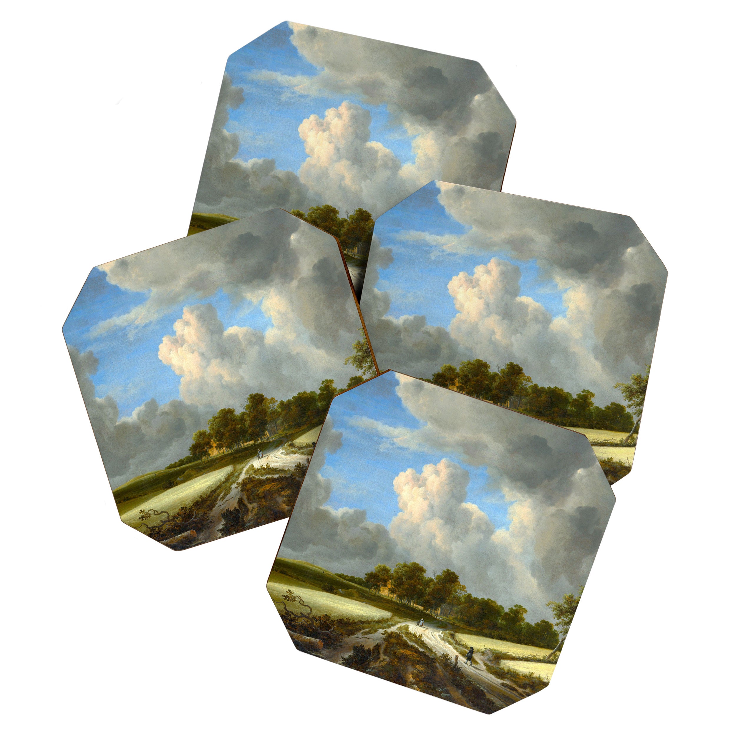 Wheat Fields by Jacob van Ruisdael landscape oil painting Coaster Gallery Image 1