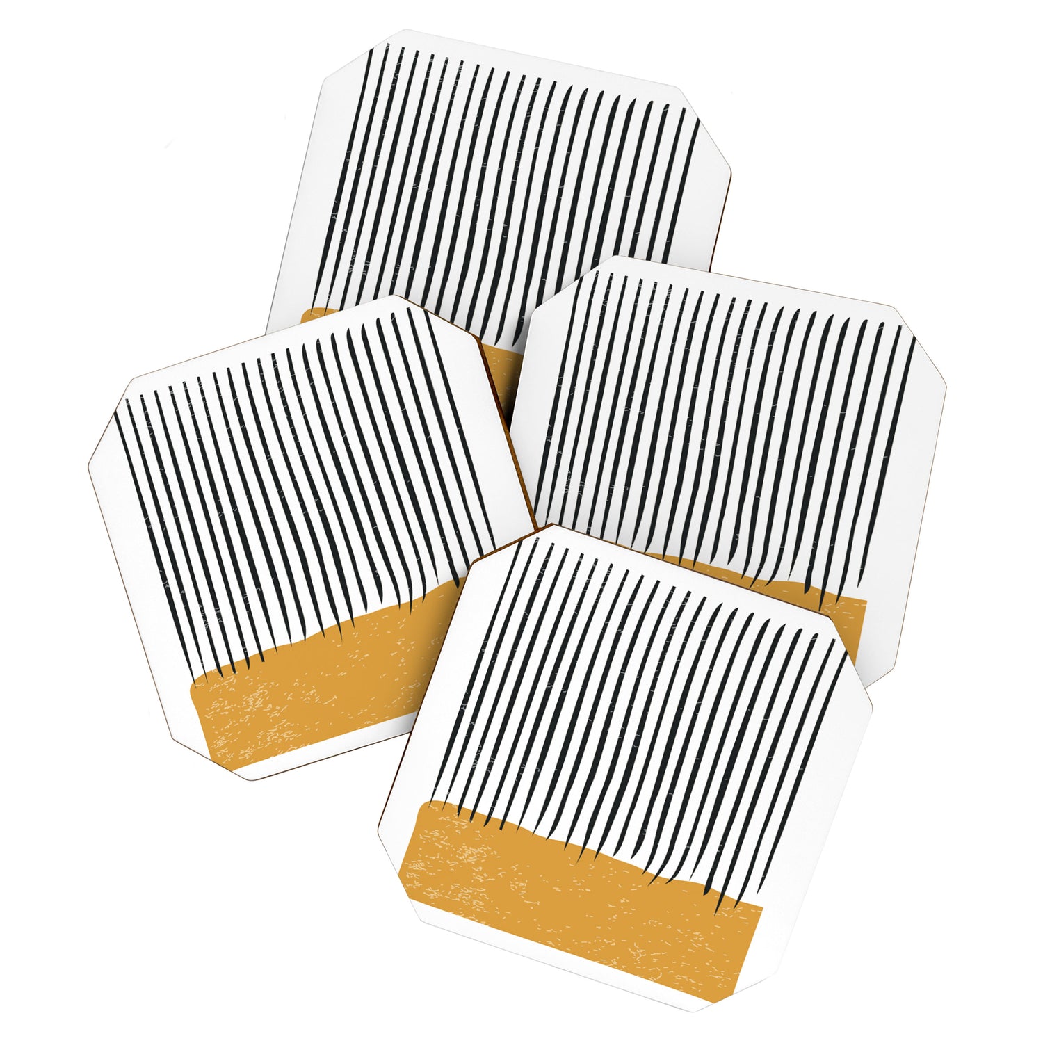 (White Background) Mid Century Modern Minimalist Rothko Inspired Color Field With Lines Geometric Style  Coaster Gallery Image 1