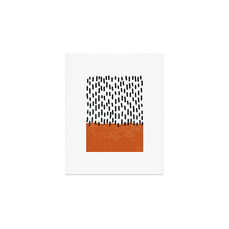 White Background Mid Century Modern Minimalist Rothko Inspired Color Field Red Rain With Lines Geometric Style Art Print Gallery Image 1