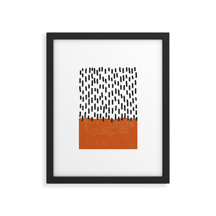 White Background Mid Century Modern Minimalist Rothko Inspired Color Field Red Rain With Lines Geometric Style Framed Art Print Gallery Image 1